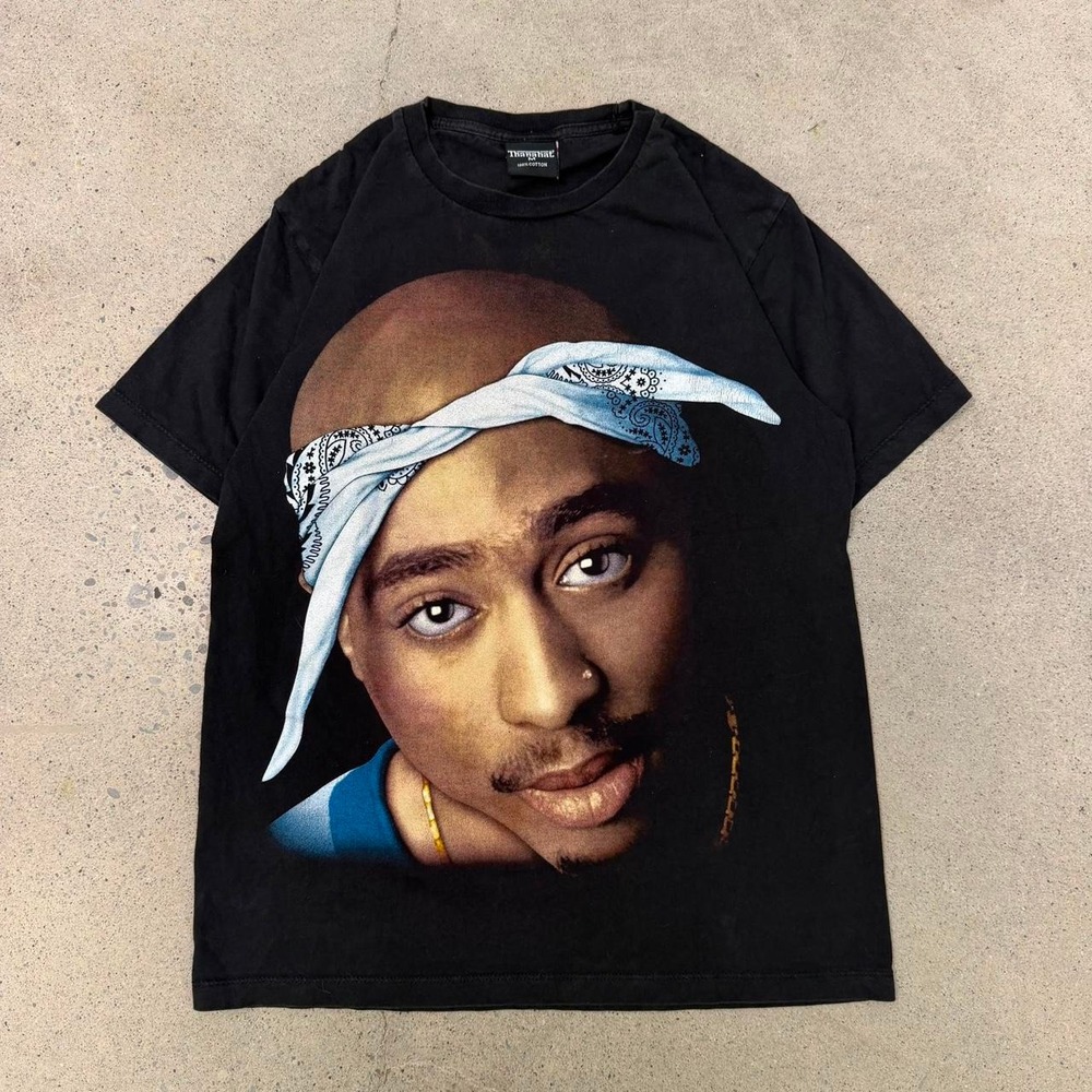 Vintage 90s/00s TUPAC 2PAC AOP Rap Tee T-Shirt (Size Medium)